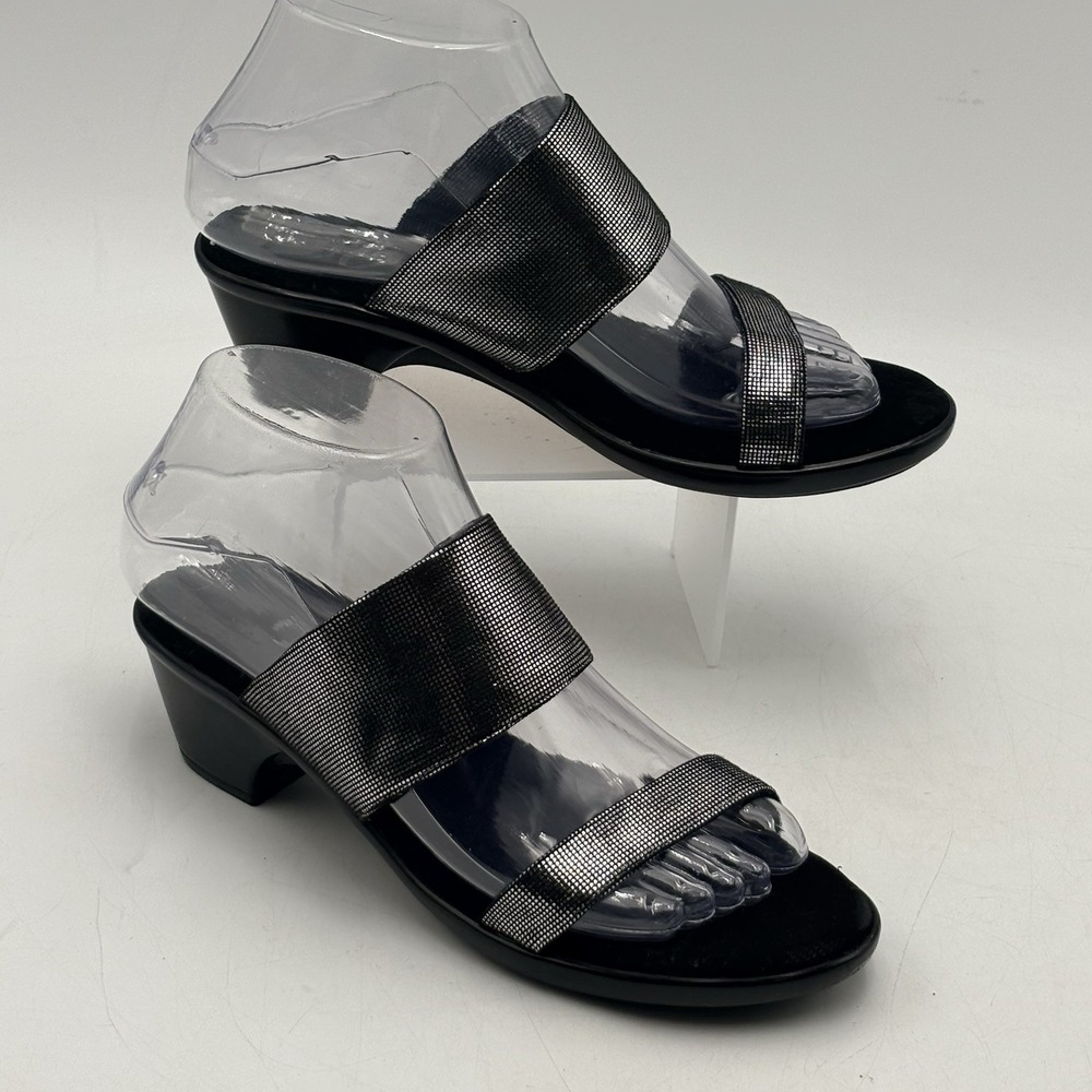 Onex Sandals Womens 7M Black Metallic Mesh Slide Wedge Comfort USA